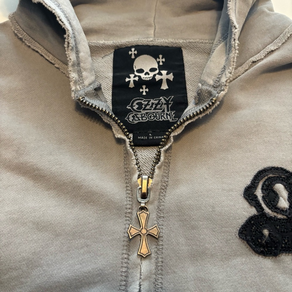 RARE OZZY OSBORNE chrome hearts style skull hoodie (distressed look) - Picture 7 of 11